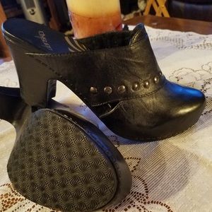 Dansko black leather clogs
